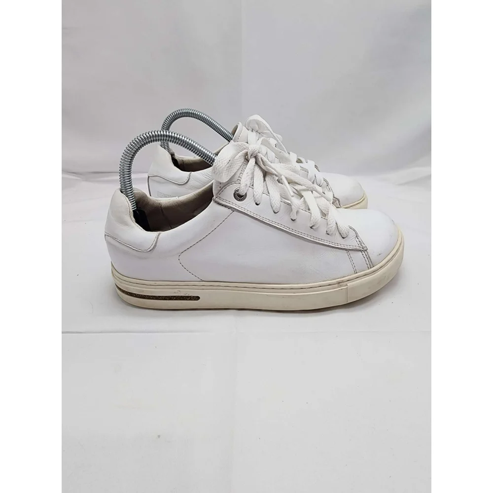 BIRKENSTOCK Low Top Leather Sneakers White Lace Up Size 39 S Used